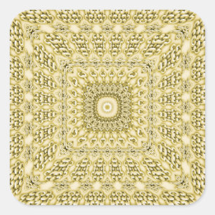 Vintage geprägtes metallisches Goldfolien-Blumende Quadratischer Aufkleber