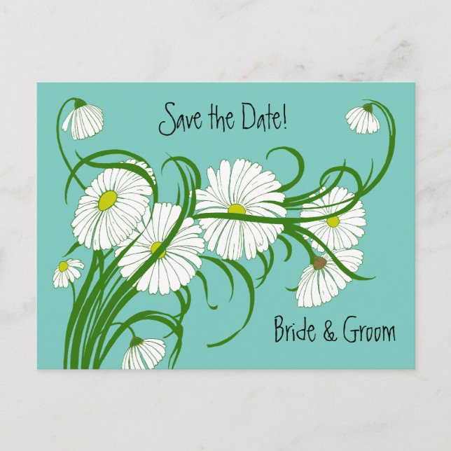 Vintage Gerber Daisy Blume Hochzeit Speichern Sie  Ankündigungspostkarte (Vorderseite)