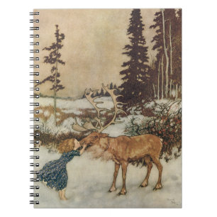 Vintage Gerda und das Rentier von Edmund Dulac Notizblock