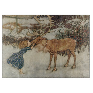 Vintage Gerda und das Rentier von Edmund Dulac Schneidebrett
