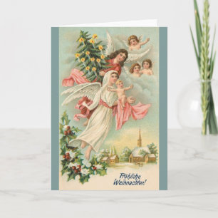Vintage German Angels Christmas Greeting Card Feiertagskarte