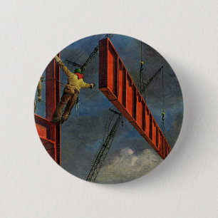 Vintage Geschäft, Arbeiter im Stahlbau Button