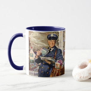 Vintage Geschäft, Briefträger liefert Post Briefe Tasse