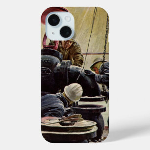 Vintage-Geschäft, Ölplattform im Ozean iPhone 15 Hülle