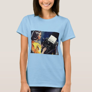 Vintage Geschäftliche Exekutivsekretärin tippt Bri T-Shirt