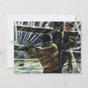 Vintage Geschäftselektriker bei der Arbeit im Schn