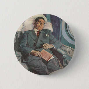 Vintage Geschäftsreise, Lesen im Flugzeug Button