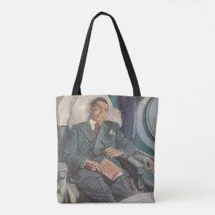 Vintage Geschäftsreise, Lesen im Flugzeug Tasche