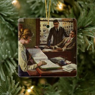 Vintage Geschäftstreffen, Büro mit Führungskräften Keramikornament