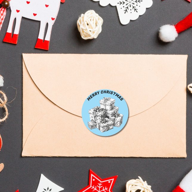 Vintage Geschenkboxen Baby Blue Runder Aufkleber (Von Creator hochgeladen)