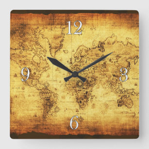 Vintage Geschichte der alten Welt Quadratische Wanduhr