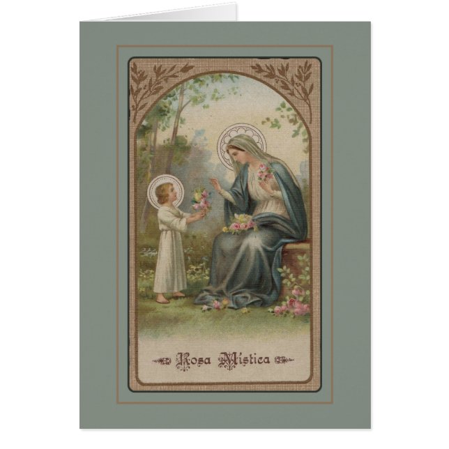 Vintage gesegnete Mutter-Kinderjesus-Rosen (Vorne)