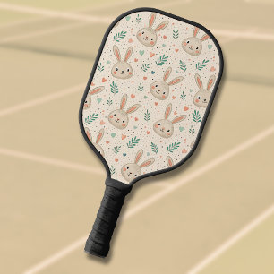Vintage-Gesichtchen von kleinen Hasen mit Rosenmus Pickleball Schläger