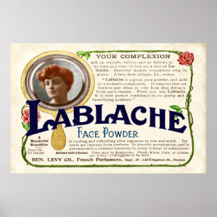 Vintage Gesichtspulver-Anzeige von 1907 (eingefärb Poster