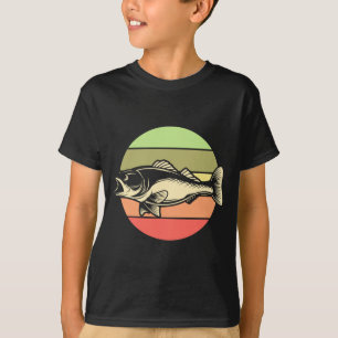 Vintage gestreifter Bass Striper lustiger Fischer T-Shirt