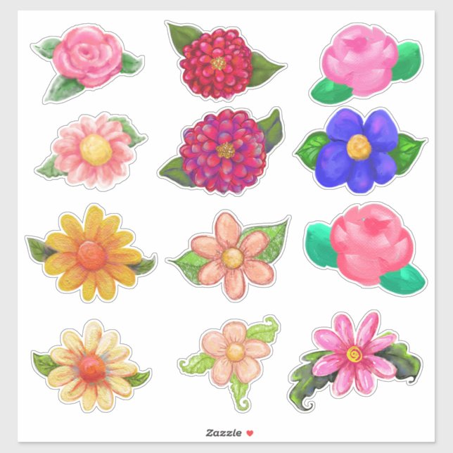 Vintage gestrichene Blume Aufkleber (Blatt)