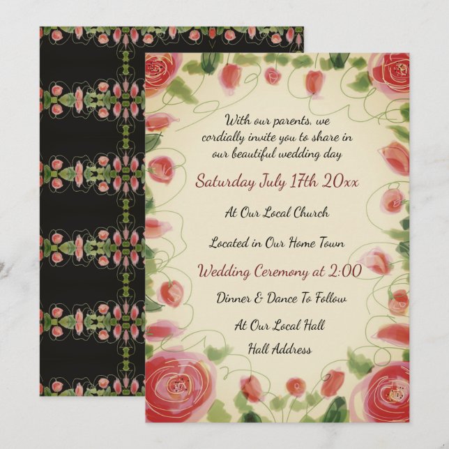 Vintage, gestylte Flower Einladung (Vorne/Hinten)