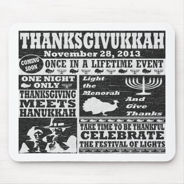 Vintage getragene Thanksgivukkah Mousepad (Vorne)