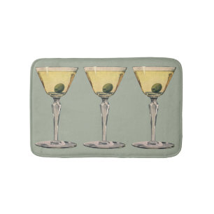 Vintage Getränk-Getränke, Martini-Oliven-Cocktail Badematte