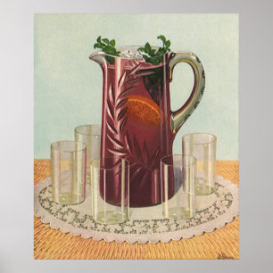 Vintage-Getränke und -Getränke, Krug Sangria Poster