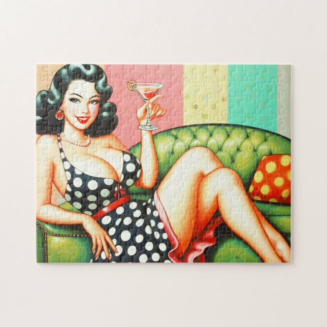 Vintage-Getränkemädchen (Horizontal)