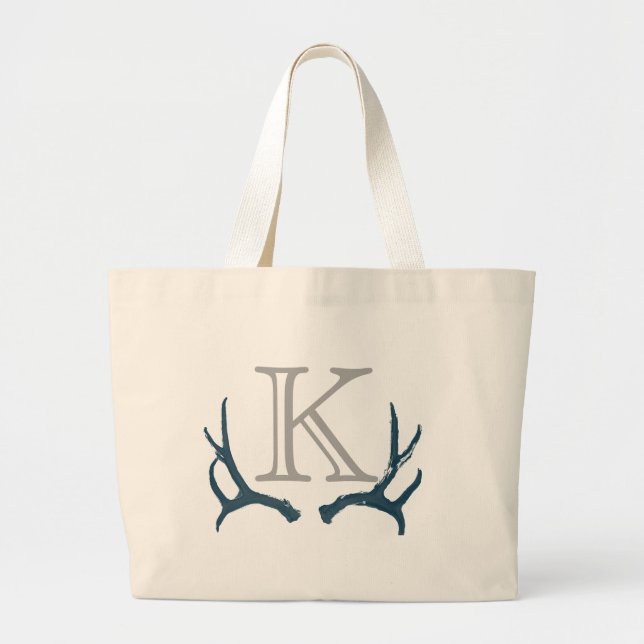 Vintage Geweih-Monogramm große Tasche (Vorne)