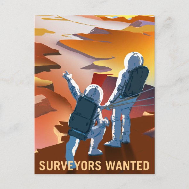 Vintage "Gewollt" Mars Einstellung Postkarte (Vorderseite)