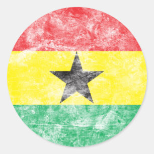 Vintage Ghana-Flagge Runder Aufkleber