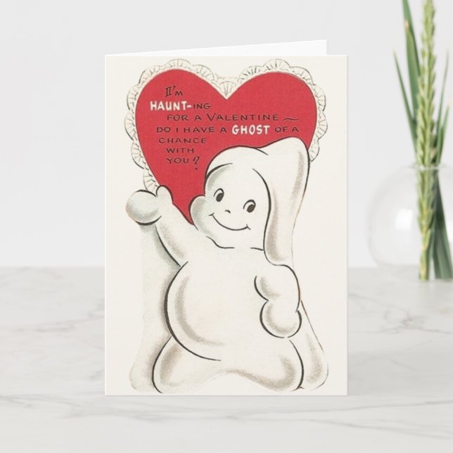 Vintage Ghost-Valentinstag-Grußkarte Feiertagskarte (Vorderseite)