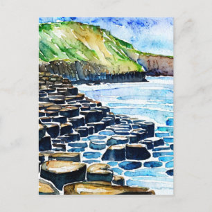 Vintage Giants Causeway Antrim-Küste Aquarell Postkarte