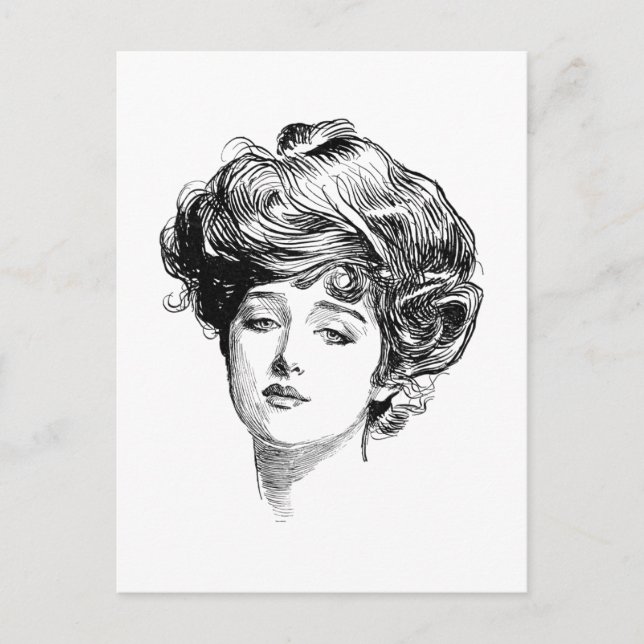 Vintage Gibson Girl Antique Illustration Postkarte (Vorderseite)