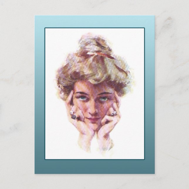 Vintage Gibson Girl Style Illustrationskarten Postkarte (Vorderseite)