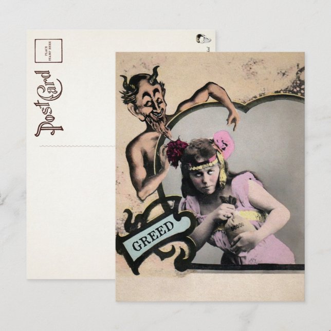 Vintage Gier des Toten Sins Postkarte  (Vorne/Hinten)