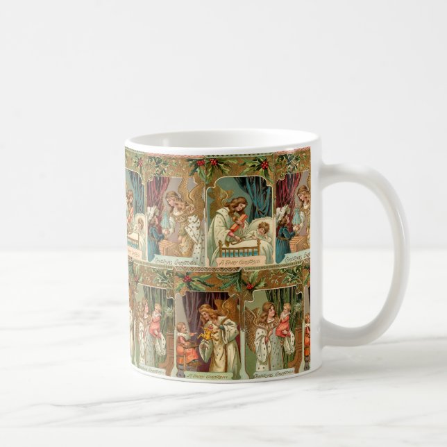 Vintage Gilded Angels, Kinder und Grüne Kaffeetasse (Rechts)