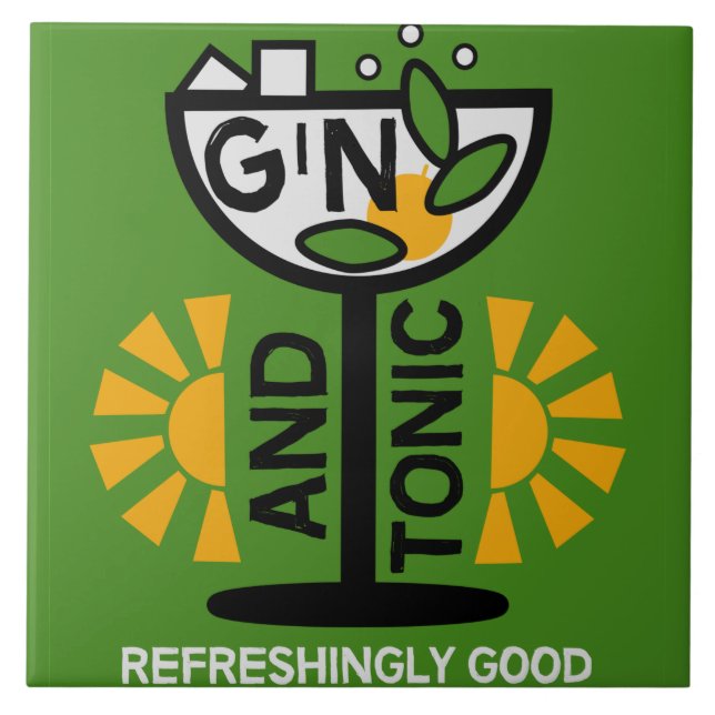 Vintage Gin- und Tonkunst Fliese (Vorderseite)