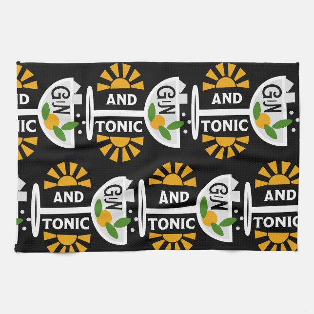 Vintage Gin- und Tonkunst Geschirrtuch (Horizontal)