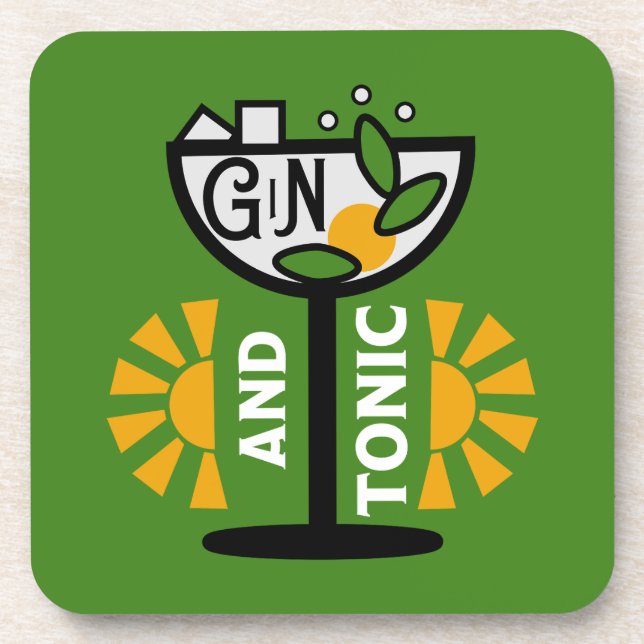 Vintage Gin- und Tonkunst Getränkeuntersetzer (Vorderseite)