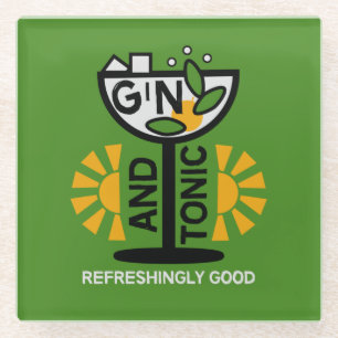 Vintage Gin- und Tonkunst Glasuntersetzer