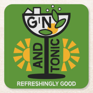 Vintage Gin- und Tonkunst Rechteckiger Pappuntersetzer