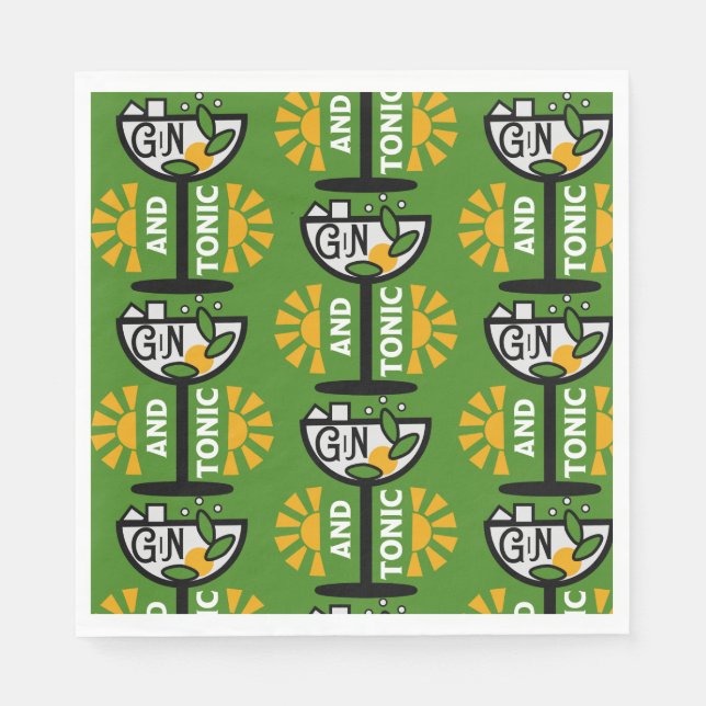 Vintage Gin- und Tonkunst Serviette (Vorderseite)