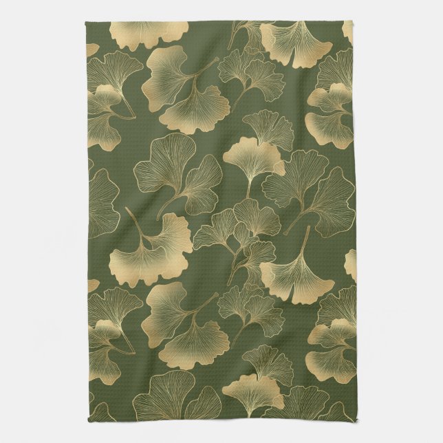 Vintage Ginkgo-Blattmuster Geschirrtuch (Vertikal)