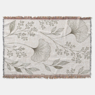 Vintage-Ginkgo-Botanik-Webwurfdecke Decke