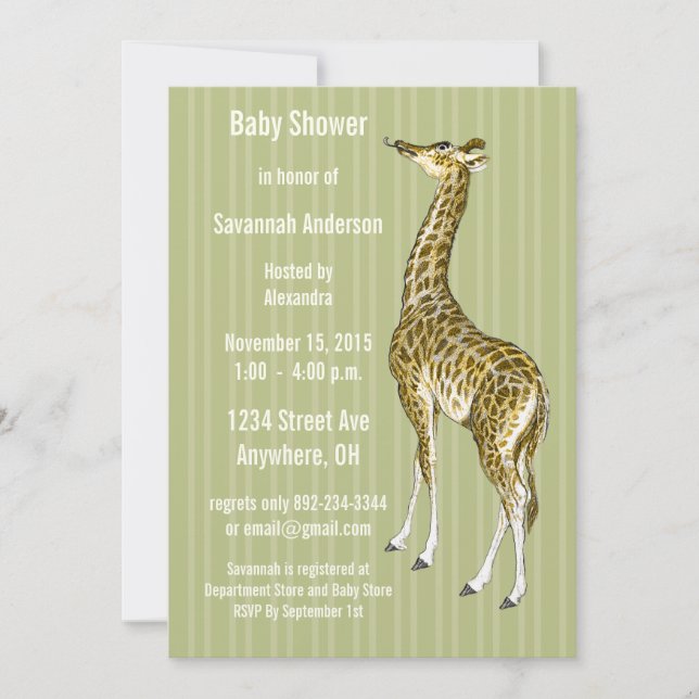 Vintage Giraffe Baby Boy Shower Einladungen (Vorderseite)