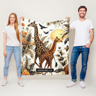 Vintage Giraffe Fleecedecke