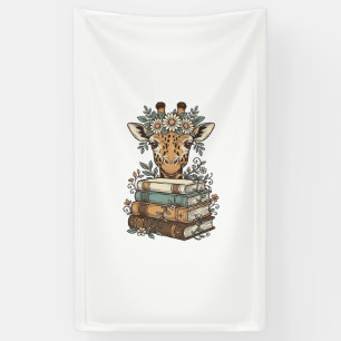 Vintage-Giraffe-Lesebücher-Blumen-Shirt-Design_ Banner