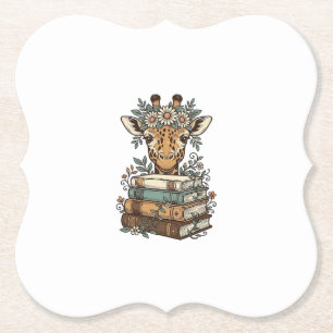 Vintage-Giraffe-Lesebücher-Blumen-Shirt-Design_ Untersetzer