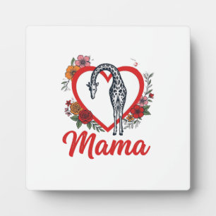Vintage Giraffe Mama Floral Heart Shirt Design_1 Fotoplatte