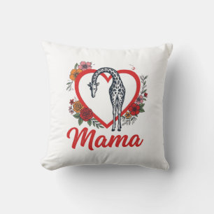 Vintage Giraffe Mama Floral Heart Shirt Design_1 Kissen