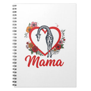 Vintage Giraffe Mama Floral Heart Shirt Design_1 Notizblock