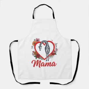 Vintage Giraffe Mama Floral Heart Shirt Design_1 Schürze